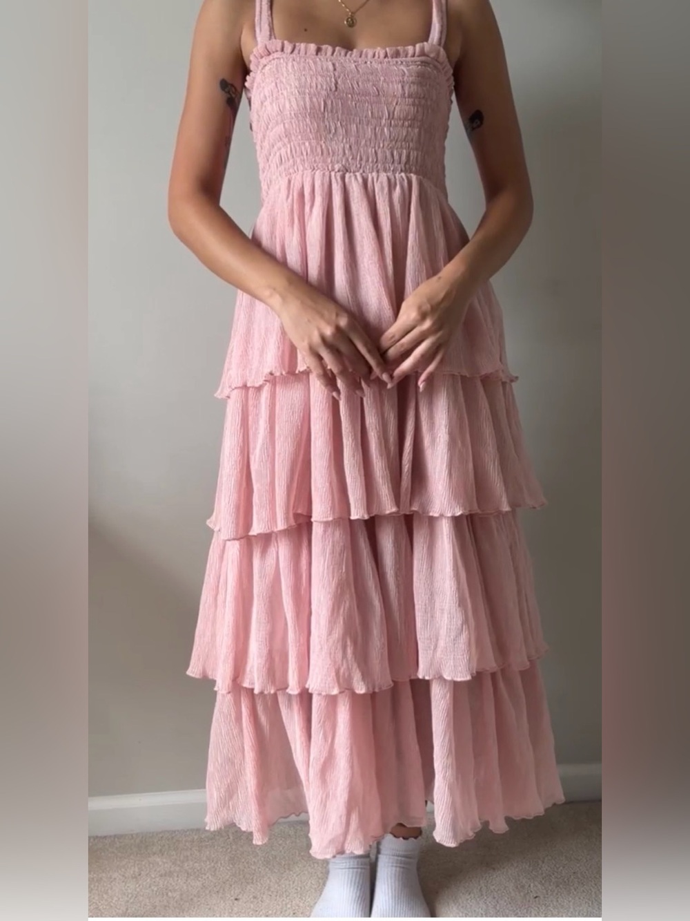 Pink Tiered Ruffle Sundress